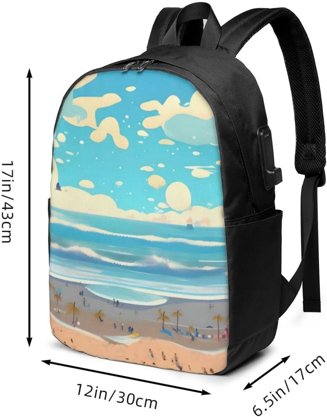 vacsAX Durable Ergonomic Backpack With - Large Capacity With USB Ports - Perfect For Women Men Beach cartoon