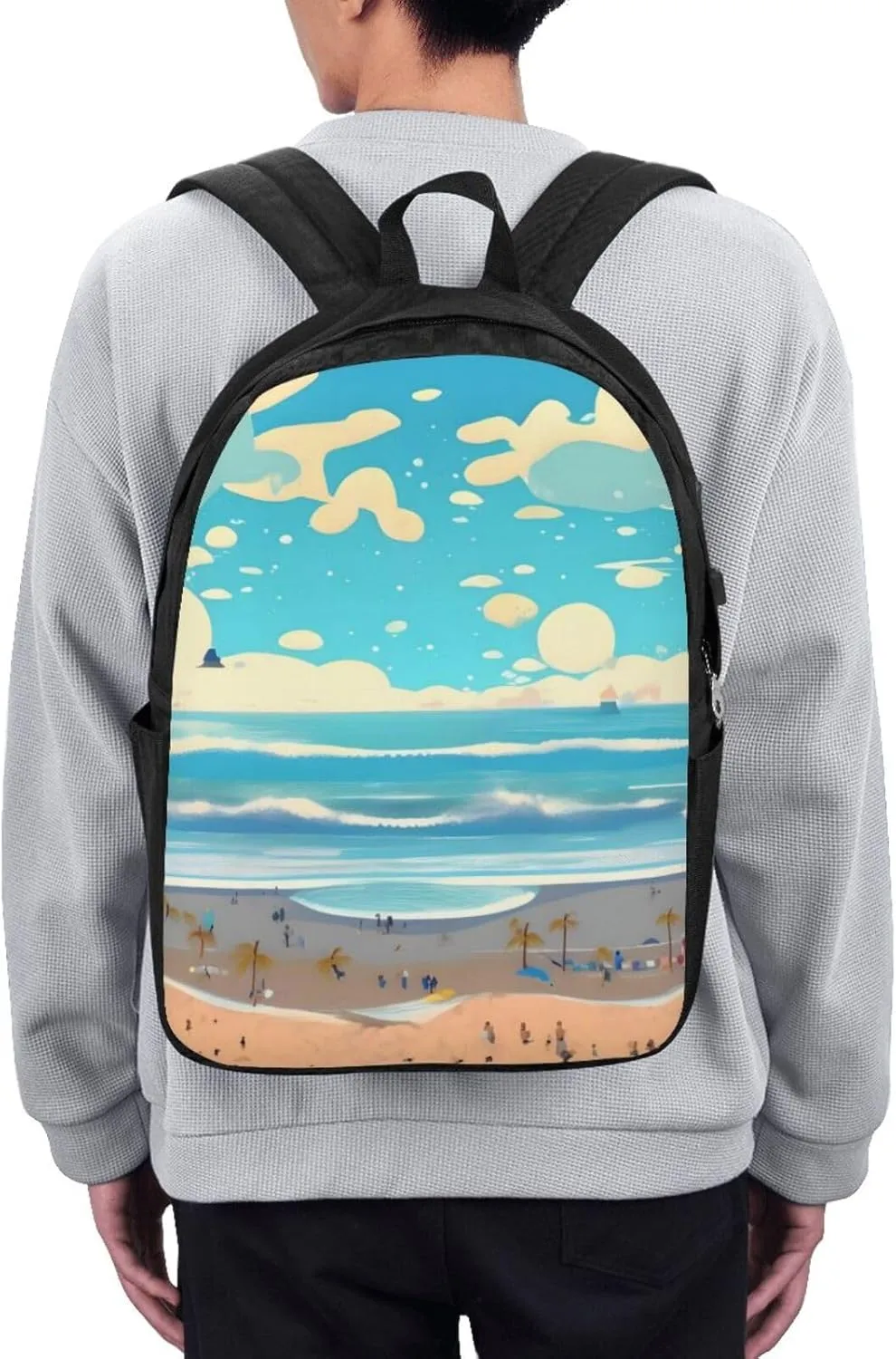 vacsAX Durable Ergonomic Backpack With - Large Capacity With USB Ports - Perfect For Women Men Beach cartoon