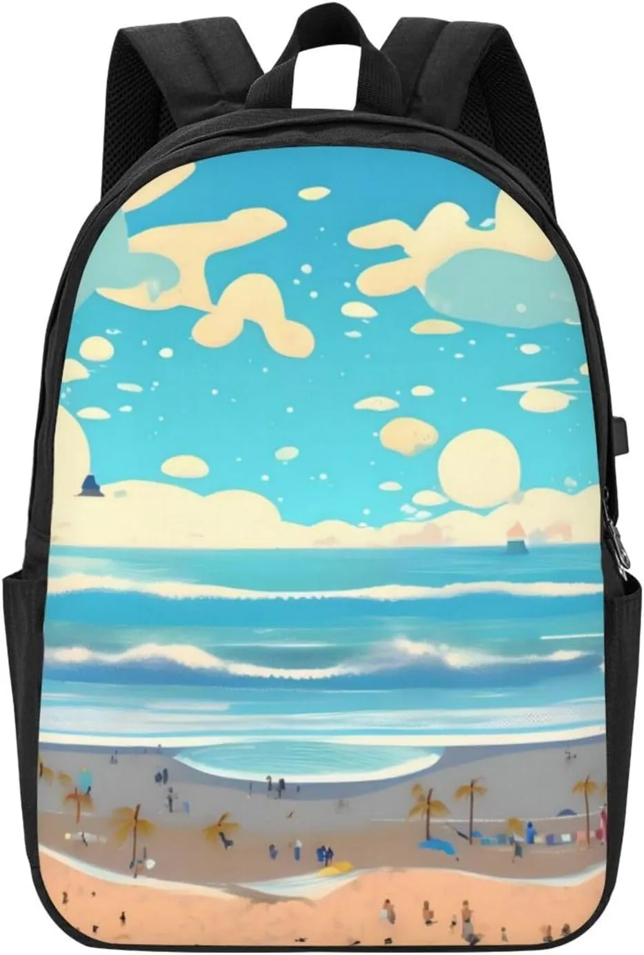 vacsAX Durable Ergonomic Backpack With - Large Capacity With USB Ports - Perfect For Women Men Beach cartoon