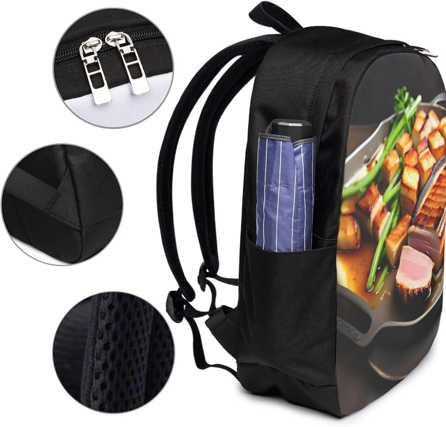 vacsAX Durable Ergonomic Backpack With - Large Capacity With USB Ports - Perfect For Women Men Delicious grilled meat