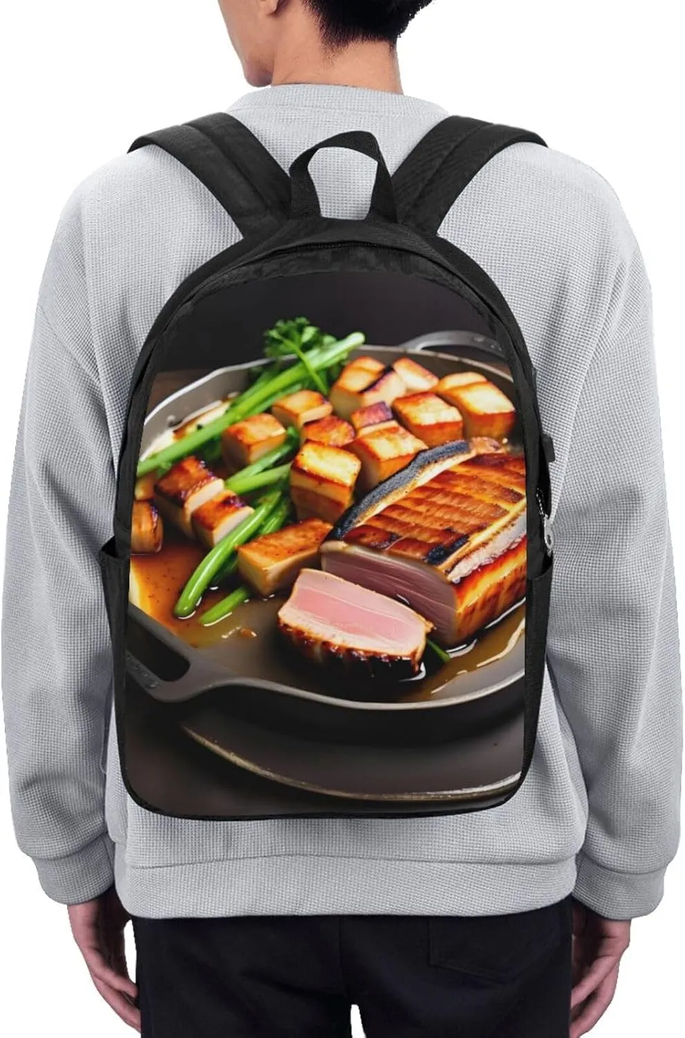 vacsAX Durable Ergonomic Backpack With - Large Capacity With USB Ports - Perfect For Women Men Delicious grilled meat