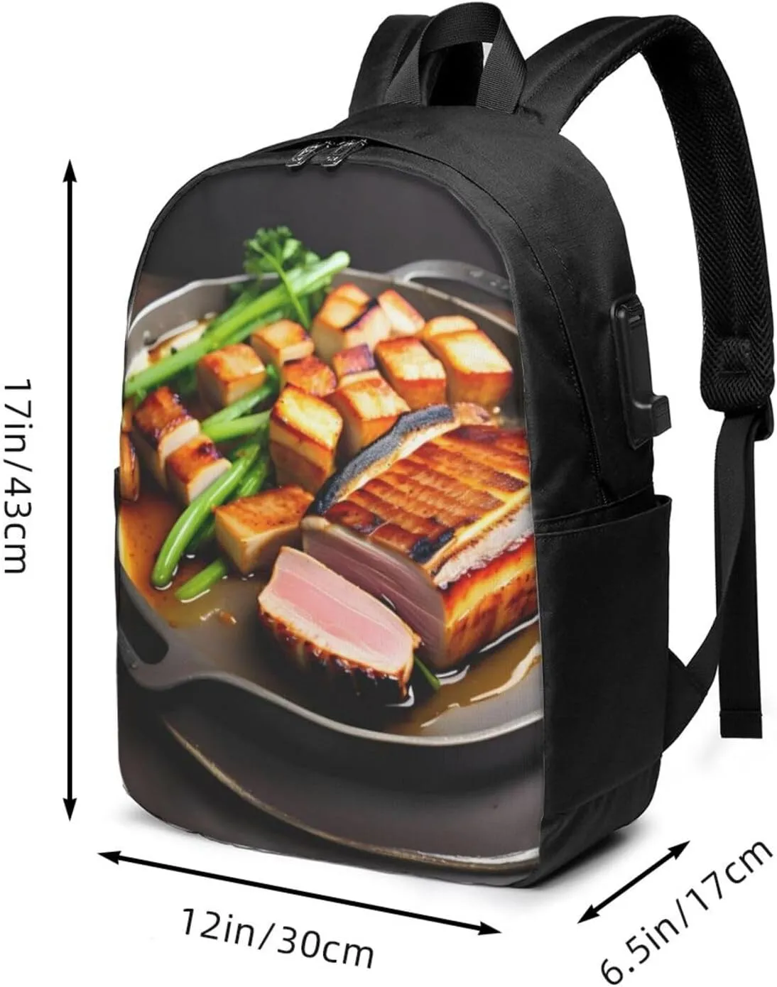 vacsAX Durable Ergonomic Backpack With - Large Capacity With USB Ports - Perfect For Women Men Delicious grilled meat