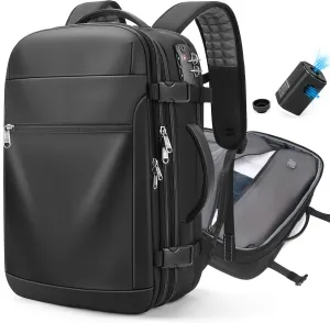 Vacuum Backpack Travel, Airback Vacuum Seal Compression Travel Backpack 60L Expandable, The Spacevac Pro Laptop Backpack Water Resistant TSA Lock Carry On Luggage with Vacuum Pump, Black