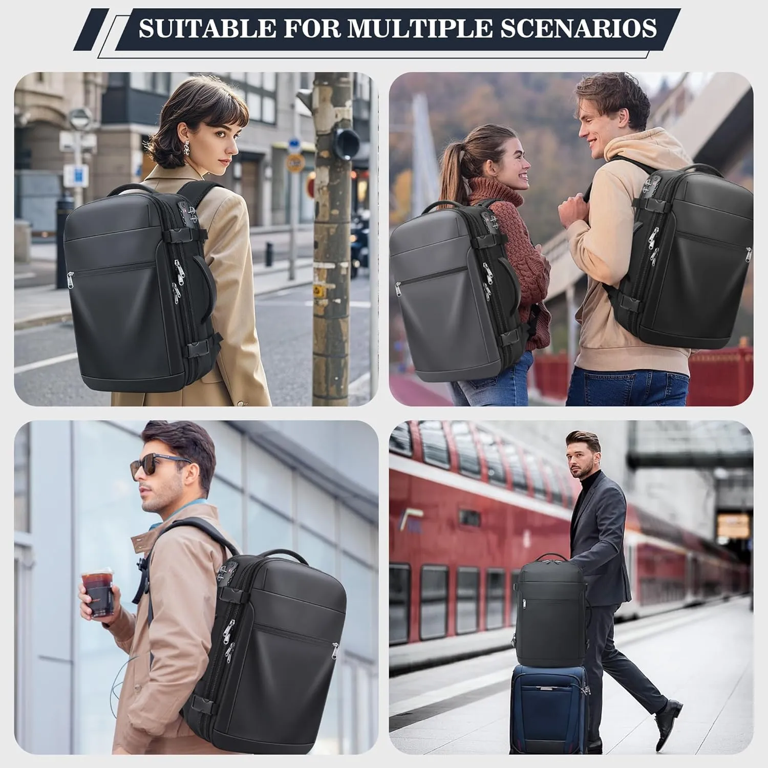 Vacuum Backpack Travel, Airback Vacuum Seal Compression Travel Backpack 60L Expandable, The Spacevac Pro Laptop Backpack Water Resistant TSA Lock Carry On Luggage with Vacuum Pump, Black