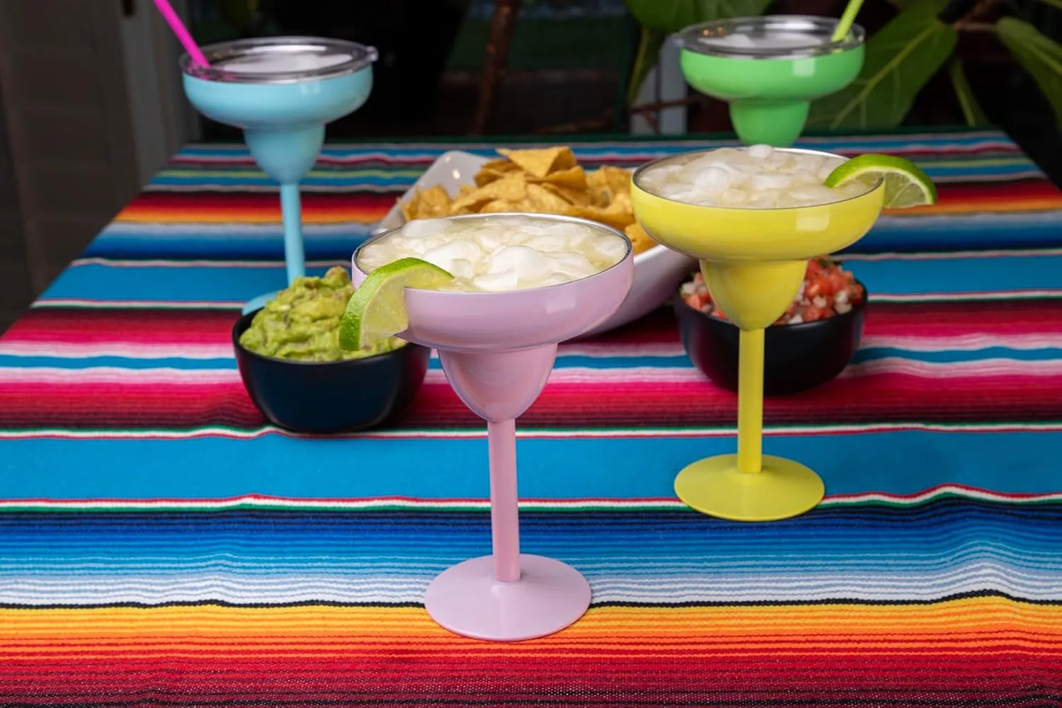 Vacuum-Sealed Metal Margarita Glass with Lid, Insulated Tumbler Mug, Steel Cup for Vacation, Pool, and Ice Cold Margs on the Beach (Green)