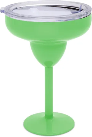 Vacuum-Sealed Metal Margarita Glass with Lid, Insulated Tumbler Mug, Steel Cup for Vacation, Pool, and Ice Cold Margs on the Beach (Green)