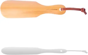 VALENTINO GAREMI Shoehorn 7 inches Classic Design - Willow Wood Genuine - Light & Practical with Leather String - Made in India