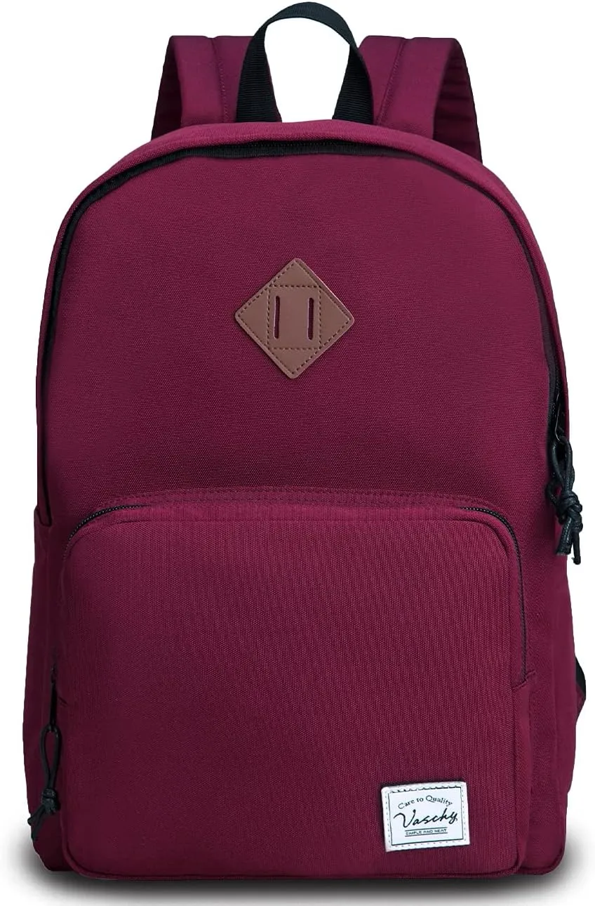 VASCHY School Backpack, Ultra Lightweight Backpack for Women Bookbag for Kids Teen Boys Girls Burgundy