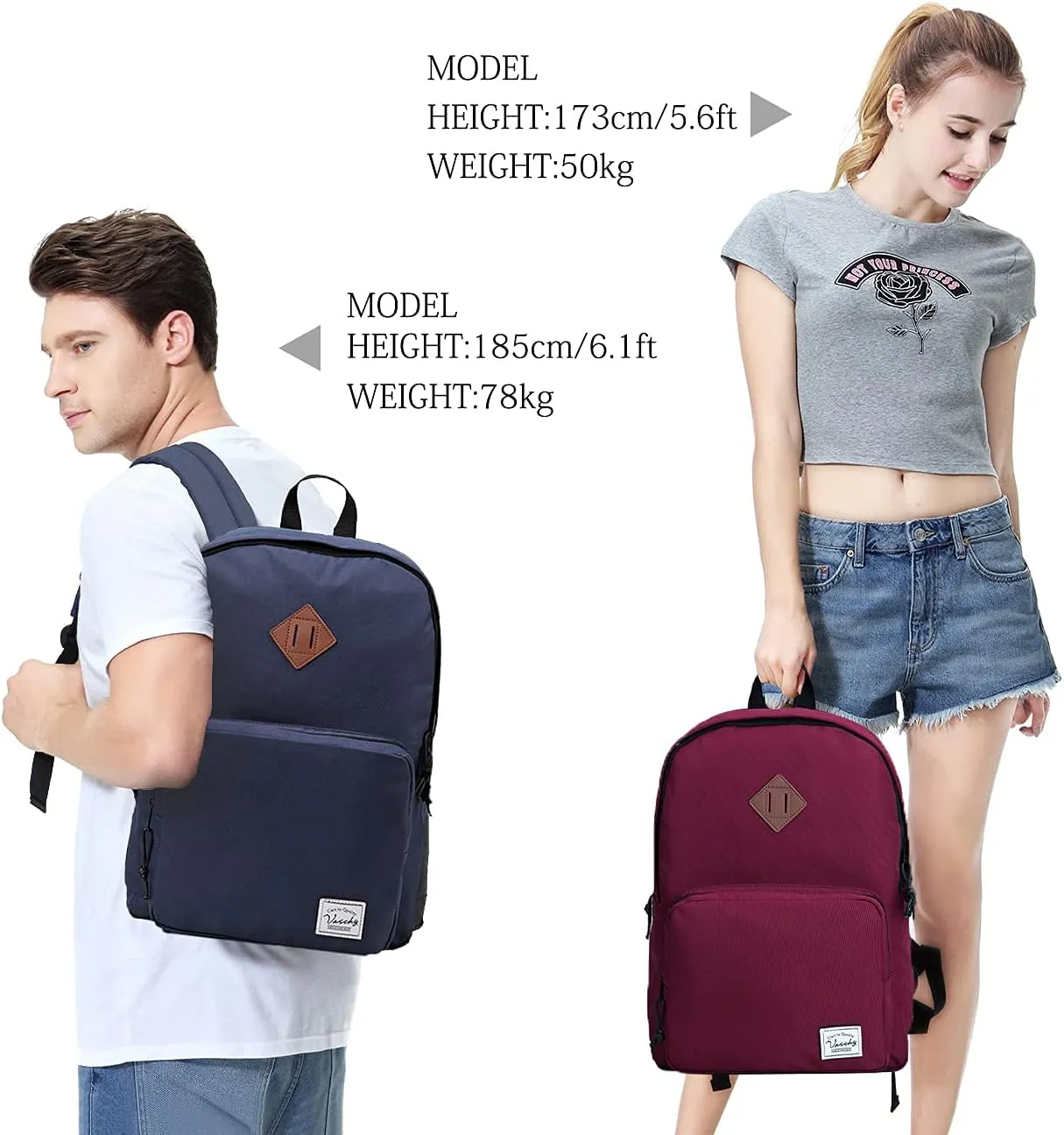 VASCHY School Backpack, Ultra Lightweight Backpack for Women Bookbag for Kids Teen Boys Girls Burgundy