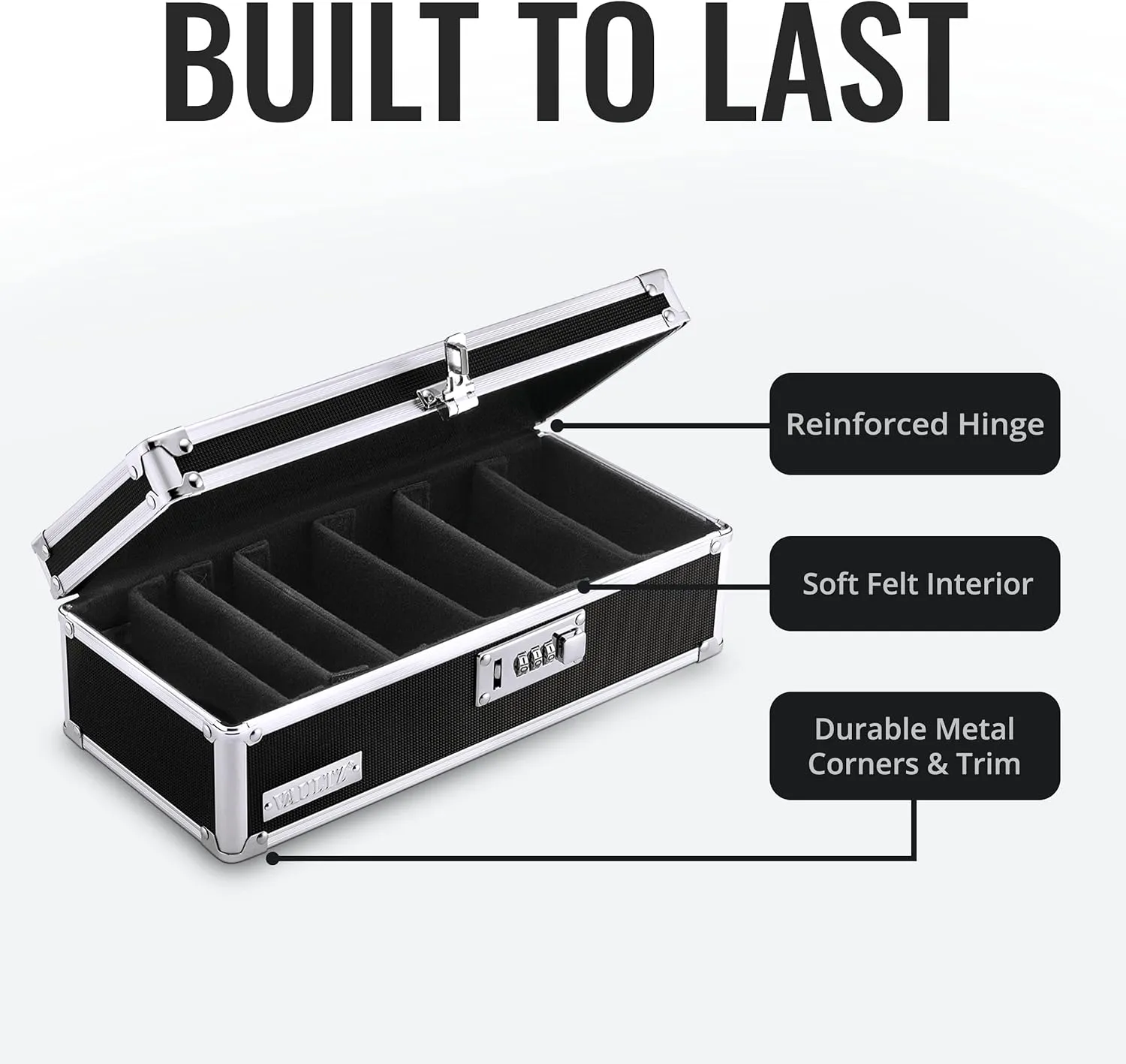 Vaultz Locking Medicine Storage Box with Combination Lock, 3.75" x 11.88" x 5.25", Black (VZ03480)