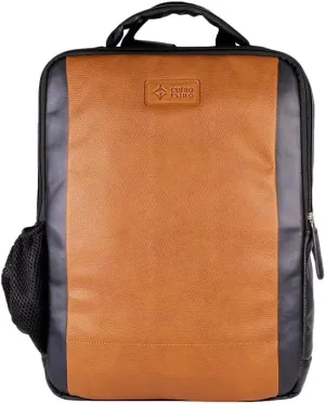 Vegan Leather Laptop Backpack - Eco-Friendly, Stylish 12L Backpack with Laptop Sleeve & Trolley Strap - Durable, Lightweight for Work & Travel.