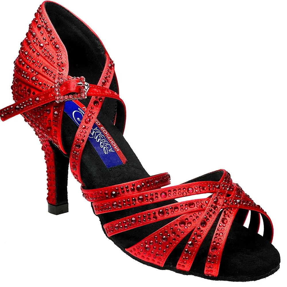 Vegas Red Satin with Rhinestones