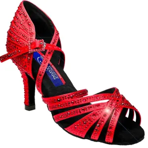 Vegas Red Satin with Rhinestones