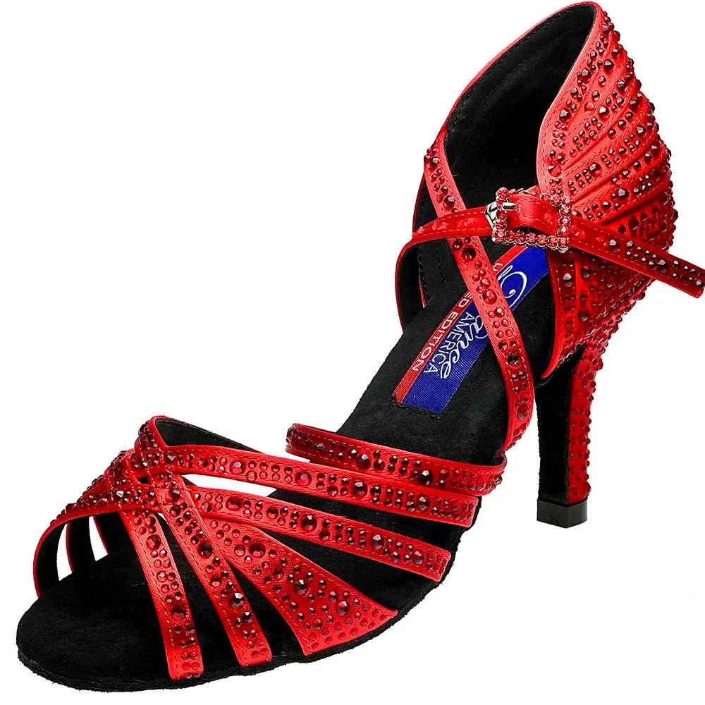 Vegas Red Satin with Rhinestones