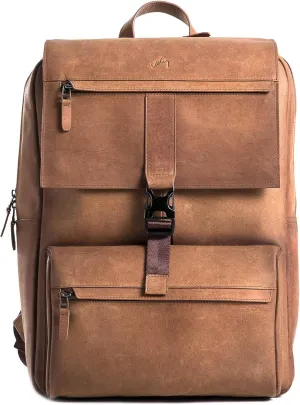 VELEZ Brown Leather Backpack for Men and Women 17 inch Laptop Bag Handmade Business & Casual Daypack Genuine Leather Work Bag