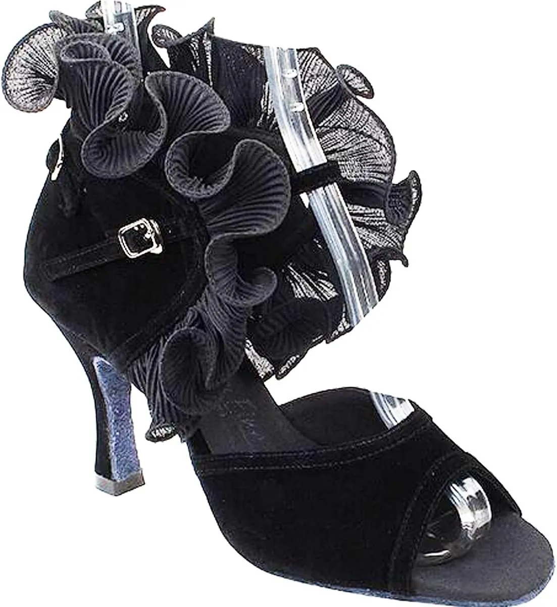 Very Fine Women's Ballroom Dance Shoes Tango Wedding Salsa Dance Shoes Ruffle Black Velvet Sera7013EB Comfortable Dance Shoes 3" Heel 9 M US [Bundle of 5]