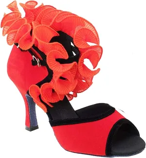 Very Fine Women's Ballroom Dance Shoes Tango Wedding Salsa Dance Shoes Ruffle Gold Sera7013EB Comfortable Dance Shoes 3" Heel 5 M US [Bundle of 5]
