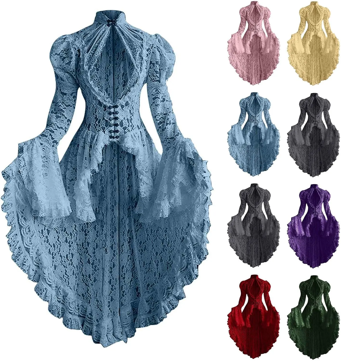 Victorian Dress for Women Retro Medieval Renaissance Corset Dress 18 Century Vampire Fairy Dresses Halloween Costumes