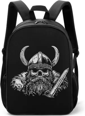 Vikings-Skull Nordic Warrior Travel Backpack for Men Women Water Resistant Luggage Daypack Business Weekender Bag