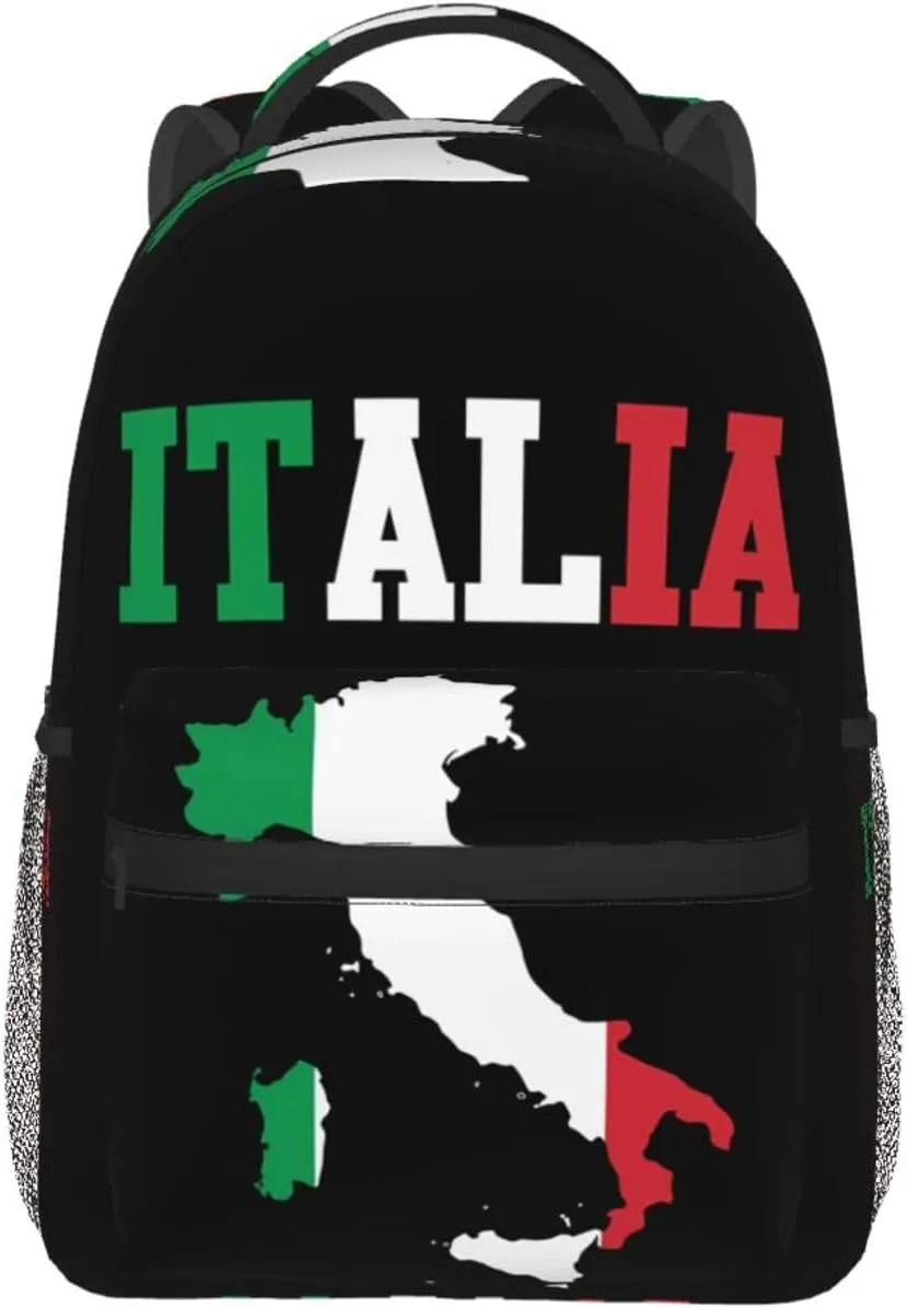Vintage Italy Italia Italian Flag Backpack Casual Laptop Backpack Double Shoulder Bag Lightweight Backpack For Women Men Travel