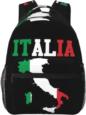 Vintage Italy Italia Italian Flag Backpack Casual Laptop Backpack Double Shoulder Bag Lightweight Backpack For Women Men Travel