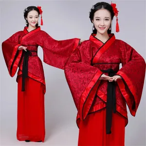 Vintage Long Sleeve Hanfu Dress Traditional Chinese Costume Cheongsam Tang Suit Skirt Patchwork Performance Attire