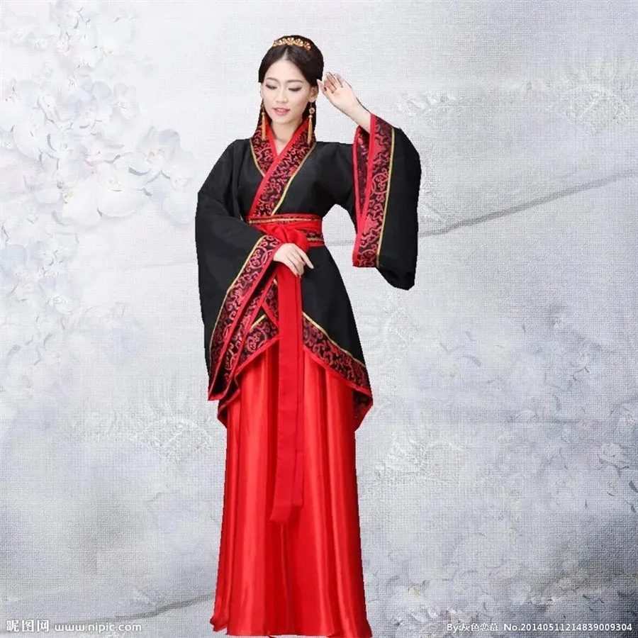 Vintage Long Sleeve Hanfu Dress Traditional Chinese Costume Cheongsam Tang Suit Skirt Patchwork Performance Attire