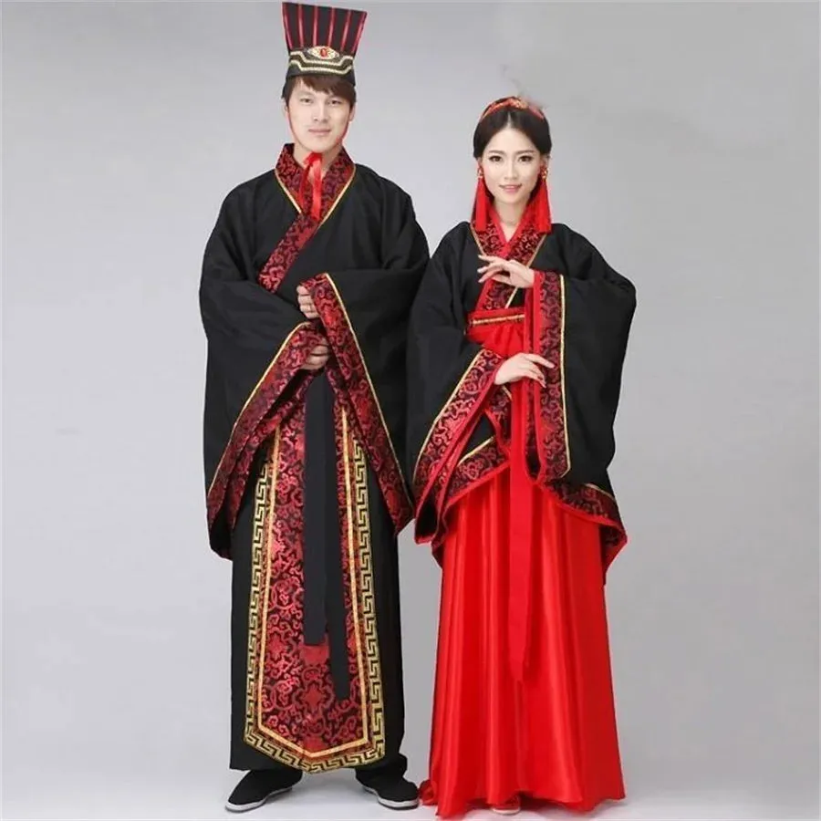 Vintage Long Sleeve Hanfu Dress Traditional Chinese Costume Cheongsam Tang Suit Skirt Patchwork Performance Attire