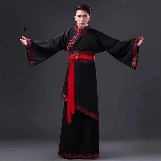 Vintage Long Sleeve Hanfu Dress Traditional Chinese Costume Cheongsam Tang Suit Skirt Patchwork Performance Attire