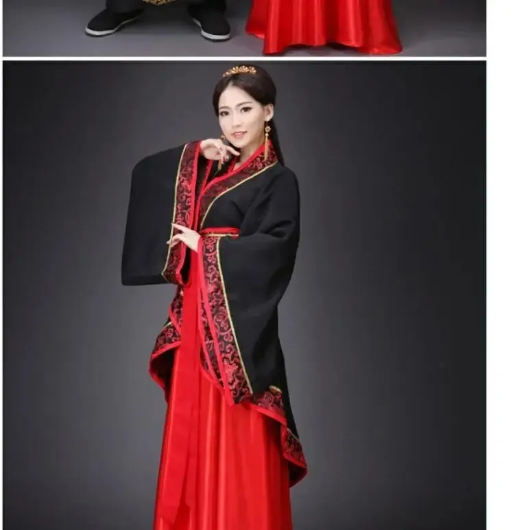 Vintage Long Sleeve Hanfu Dress Traditional Chinese Costume Cheongsam Tang Suit Skirt Patchwork Performance Attire