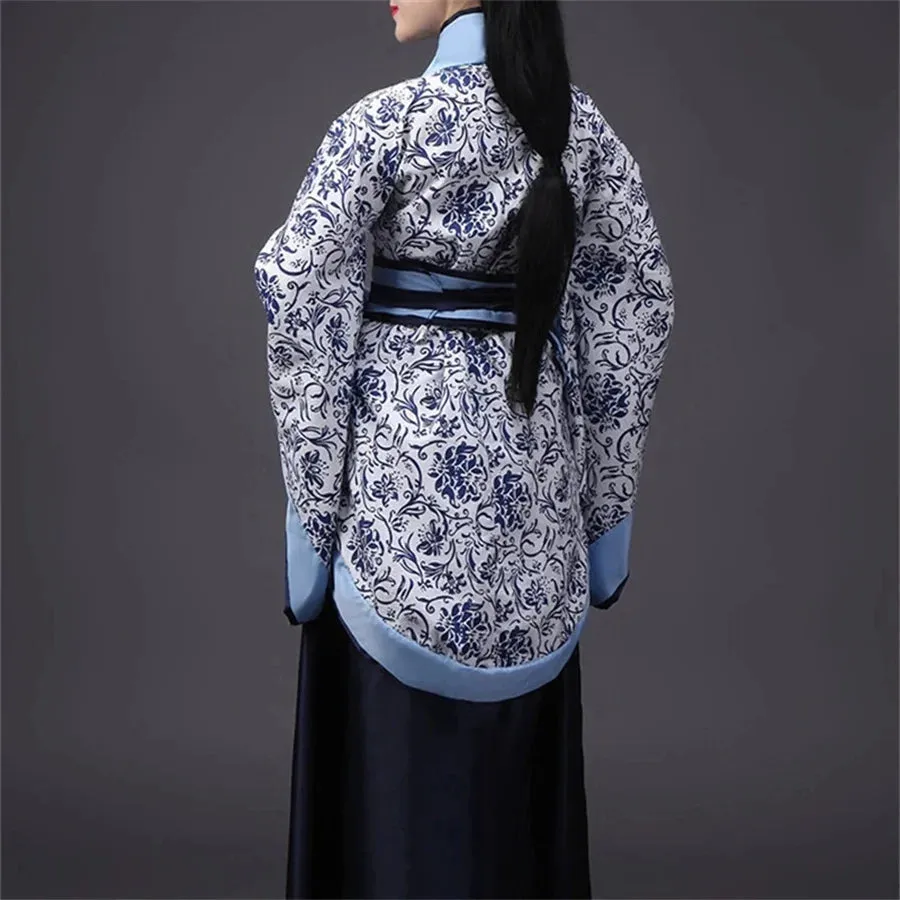 Vintage Long Sleeve Hanfu Dress Traditional Chinese Costume Cheongsam Tang Suit Skirt Patchwork Performance Attire