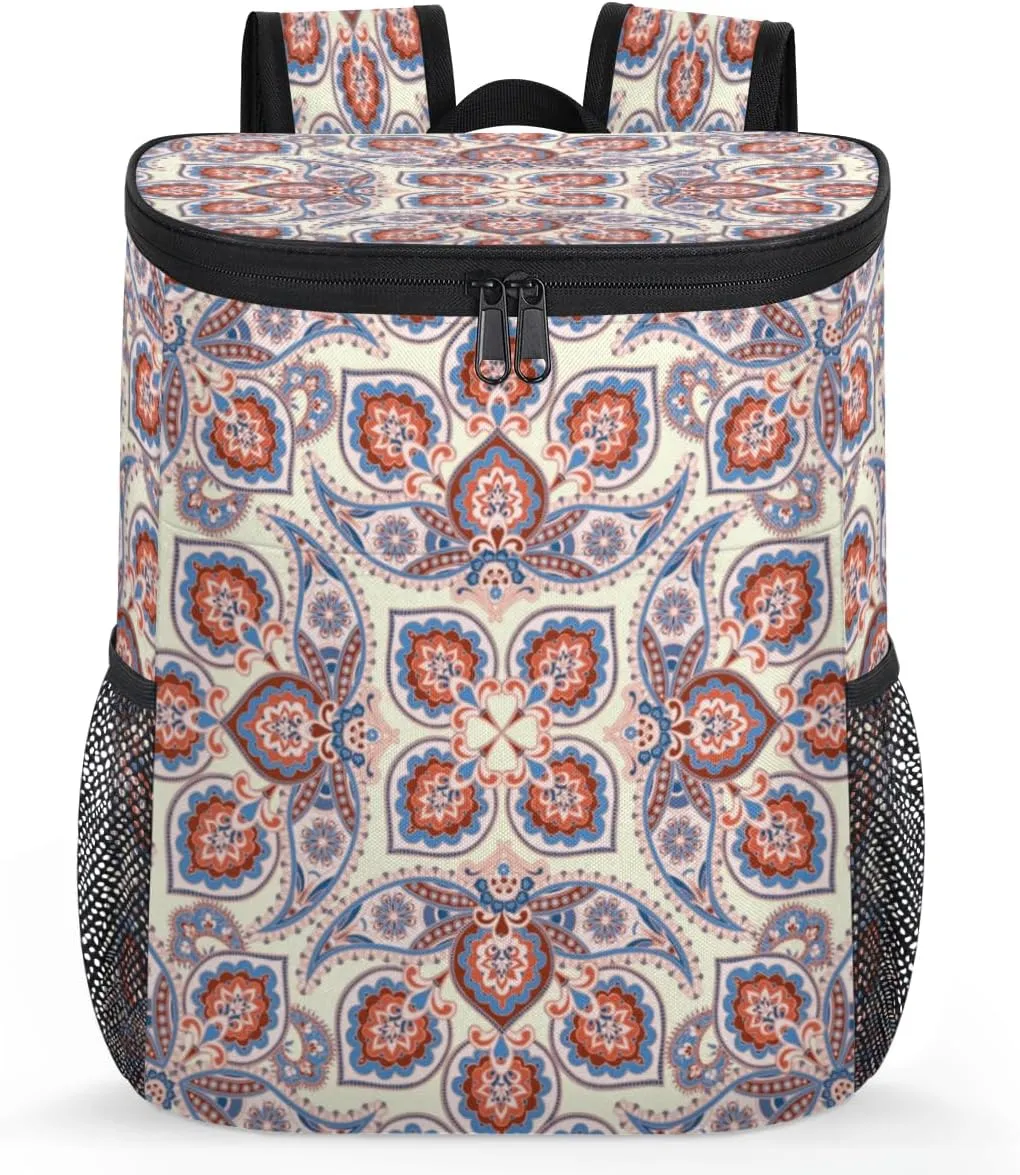 Vintage Palace Mandala Camping Backpack Cooler Insulated Leakproof Travel Cooler Bag Waterproof Lightweight Soft Lunch Bag for Travel Picnic Hiking Beach