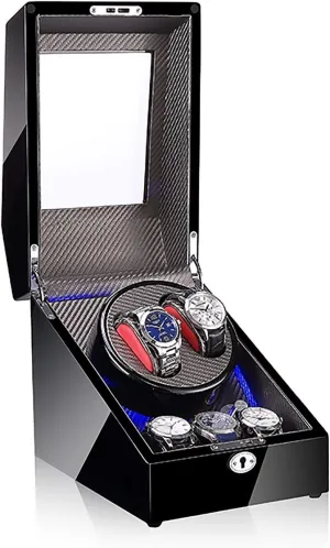 Watch Stand Watch Winders for Automatic Watches - 3 2 Mechanical Watch Shaker LED Automatic Winding Box Household Mute Anti-Magnetic Electric Motor Box Watch Storage Display Box Open Lid STO