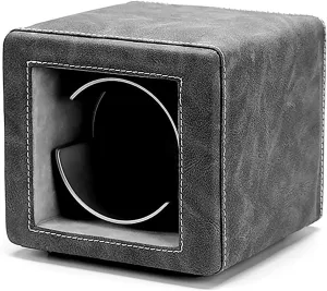 Watch Stand Watch Winders for Automatic Watches - Mini Single Watch Winding Box Retro Leather Watch Shaker Mechanical Watch Silent Swing Device Dual-Power with LED Light Watch Storage Case Q
