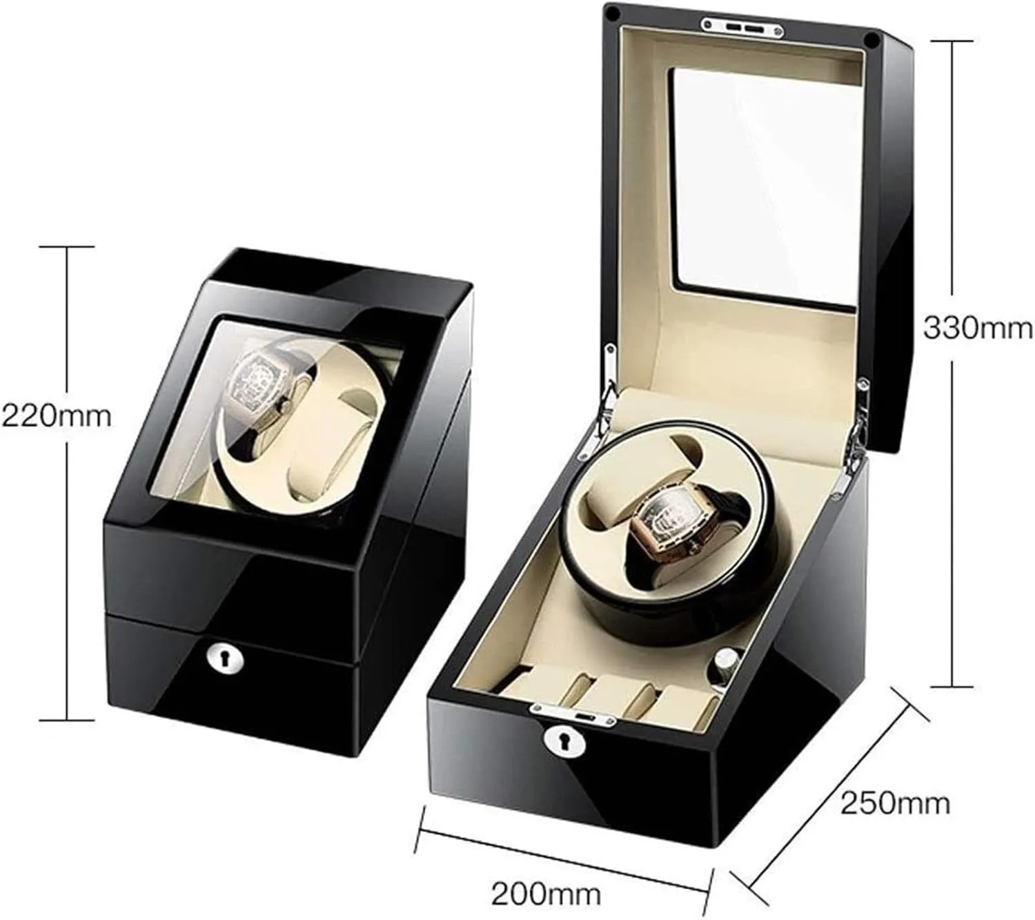 Watch Winder Box Automatic Watch Winder Box Automatic Single Watch Winder, in Wood Shell and Black Leather, Japanese Motor (C A)