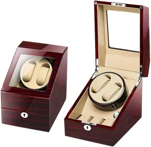 Watch Winder Box Automatic Watch Winder Box Automatic Single Watch Winder, in Wood Shell and Black Leather, Japanese Motor (C A)