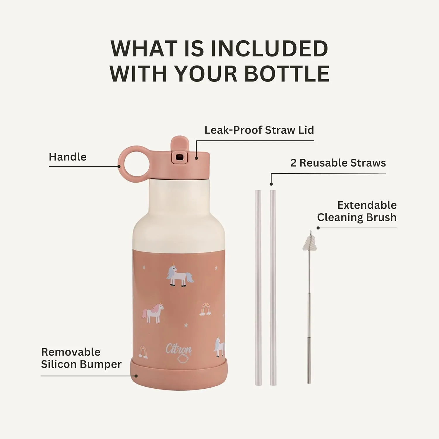 Water Bottle Stainless Steel - 350ml - Vacuum-insulated with a triple wall to maintain drinks at temperature - Liquids stay warm for 12hr and cold for 24hr