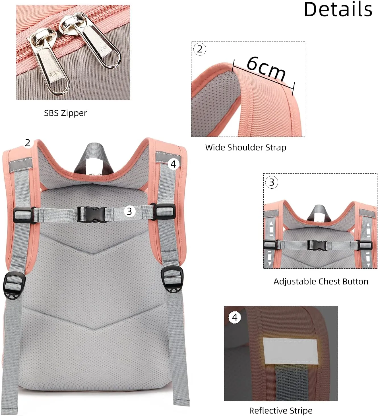 Waterproof Backpack for School Kids Backpack Bookbag Girls Boys Lightweight Travel Bag (Pink)