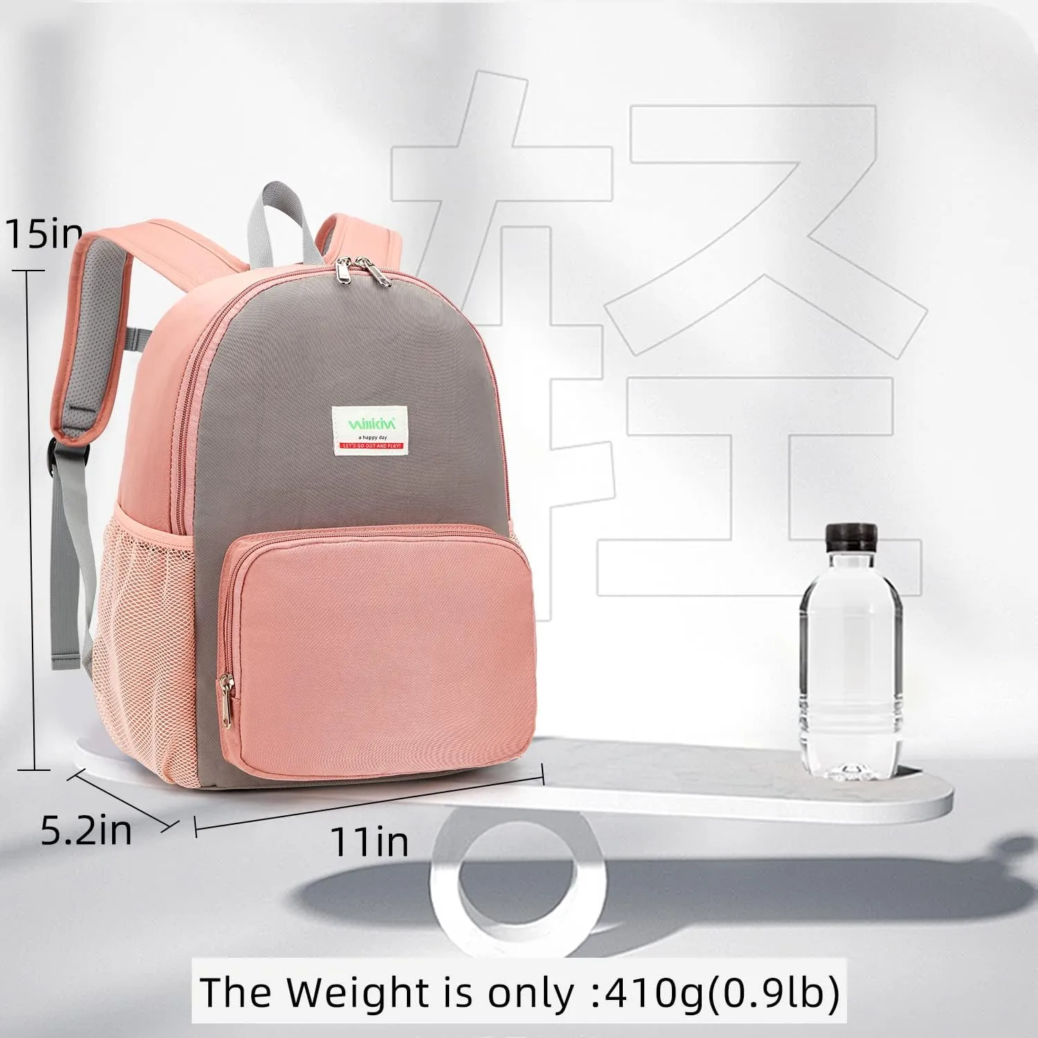 Waterproof Backpack for School Kids Backpack Bookbag Girls Boys Lightweight Travel Bag (Pink)
