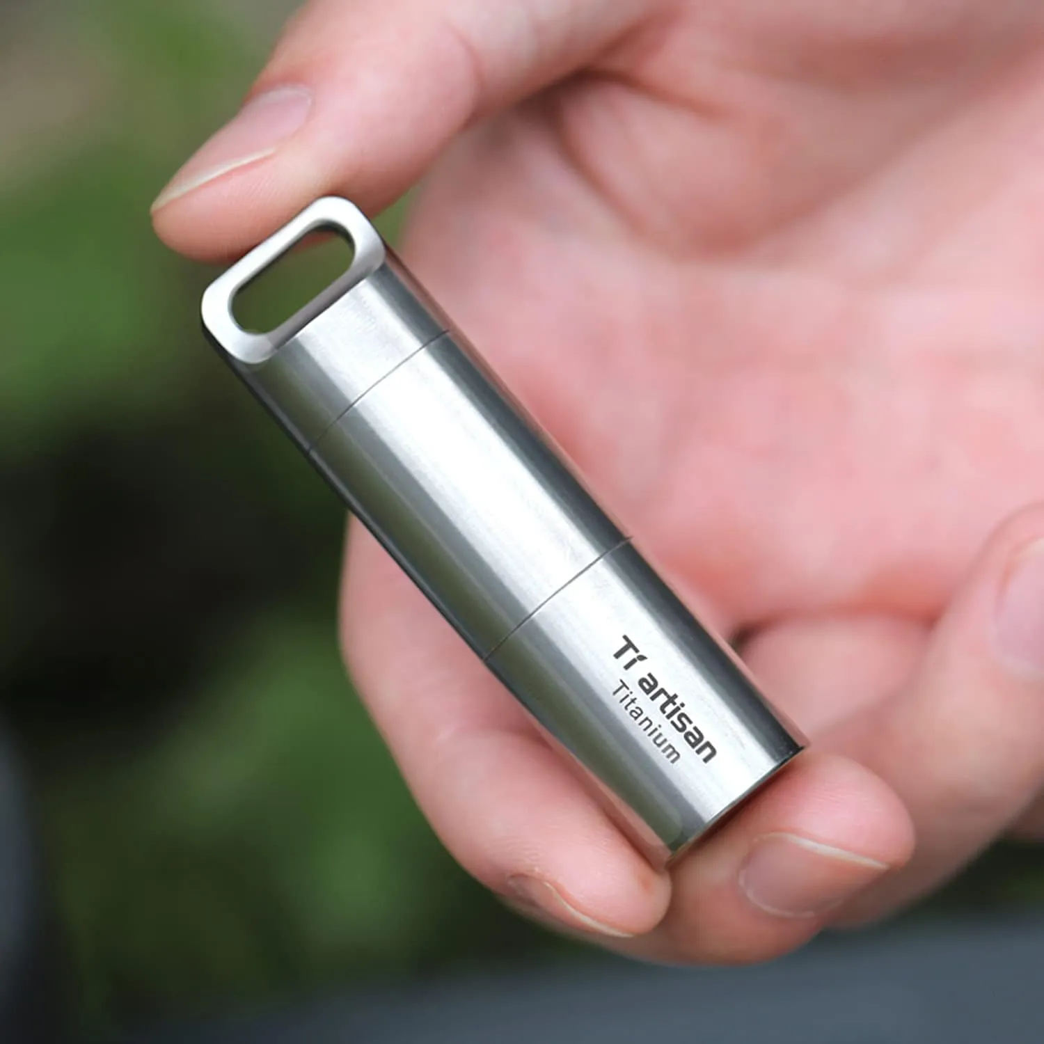Waterproof Pill Holder Necklace, Secret Pill Container Keychain, Titanium Pill Bottle with 2 Compartment, Light Proof Pill Case, Lightweight Travel Pill Organizer for Pocket Purse Handbag