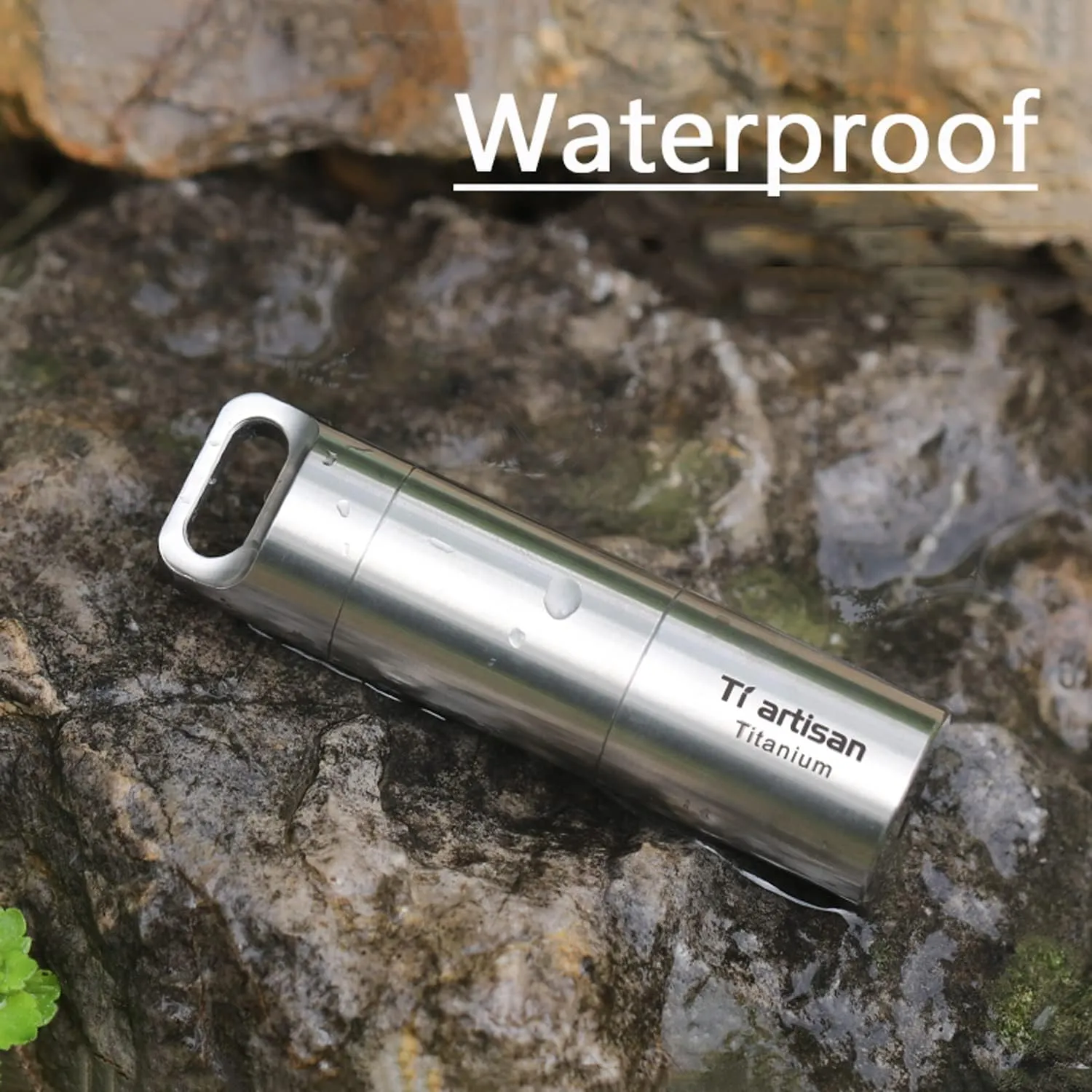 Waterproof Pill Holder Necklace, Secret Pill Container Keychain, Titanium Pill Bottle with 2 Compartment, Light Proof Pill Case, Lightweight Travel Pill Organizer for Pocket Purse Handbag