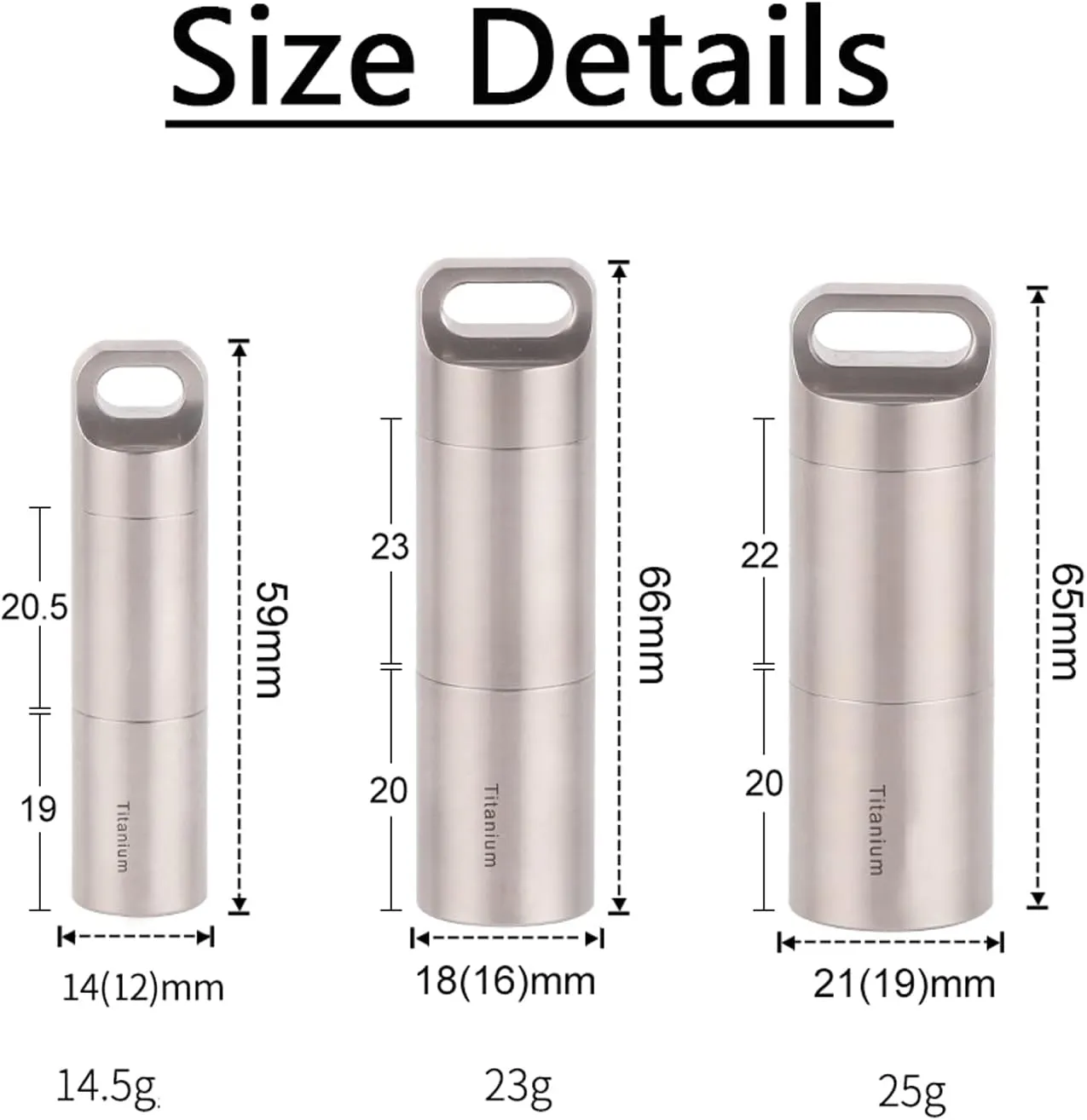 Waterproof Pill Holder Necklace, Secret Pill Container Keychain, Titanium Pill Bottle with 2 Compartment, Light Proof Pill Case, Lightweight Travel Pill Organizer for Pocket Purse Handbag