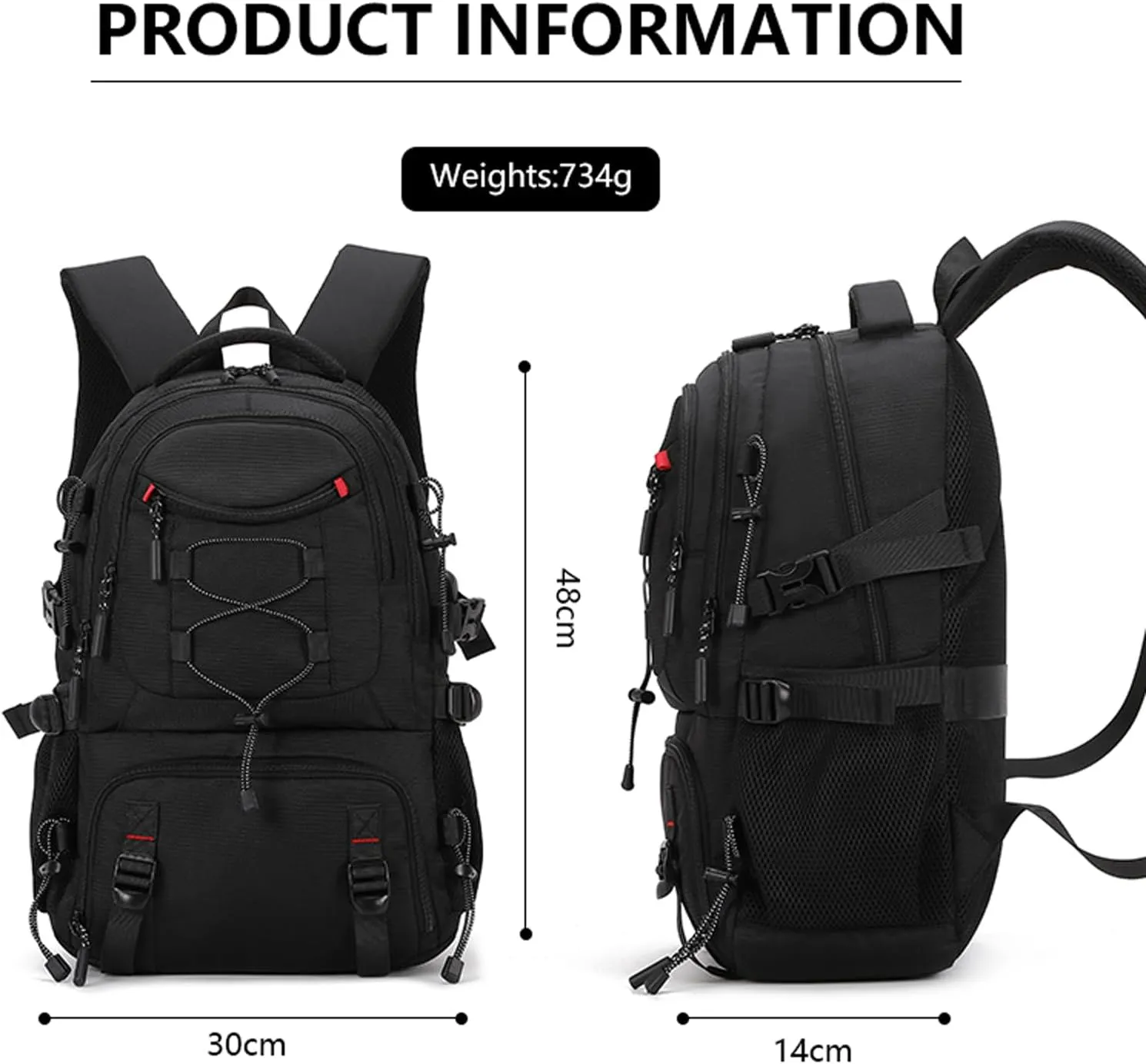 Waterproof Travel Laptop Backpack for Men & Women Anti-Theft Hiking Backpack with Shoe Compartment, Fits 16" Laptop,Gray
