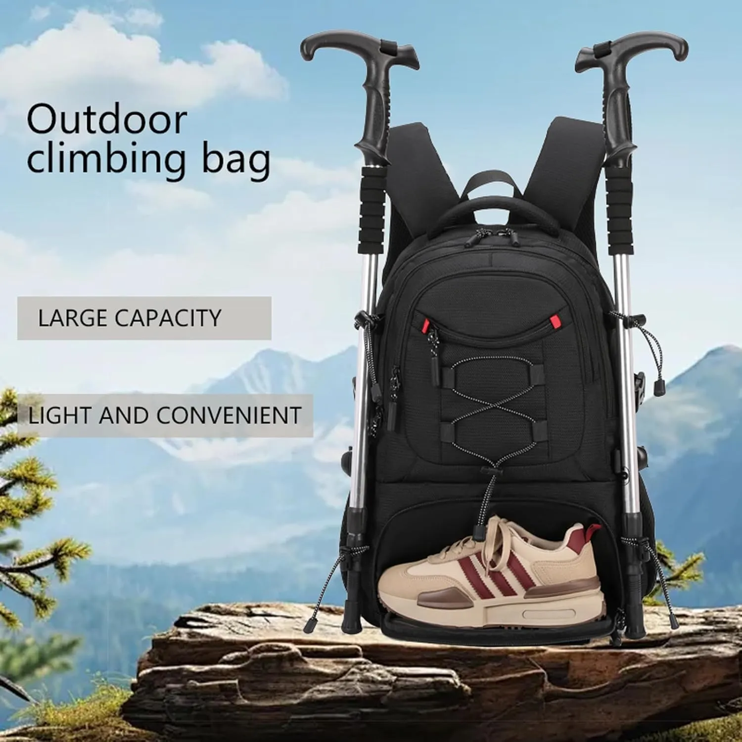Waterproof Travel Laptop Backpack for Men & Women Anti-Theft Hiking Backpack with Shoe Compartment, Fits 16" Laptop,Gray