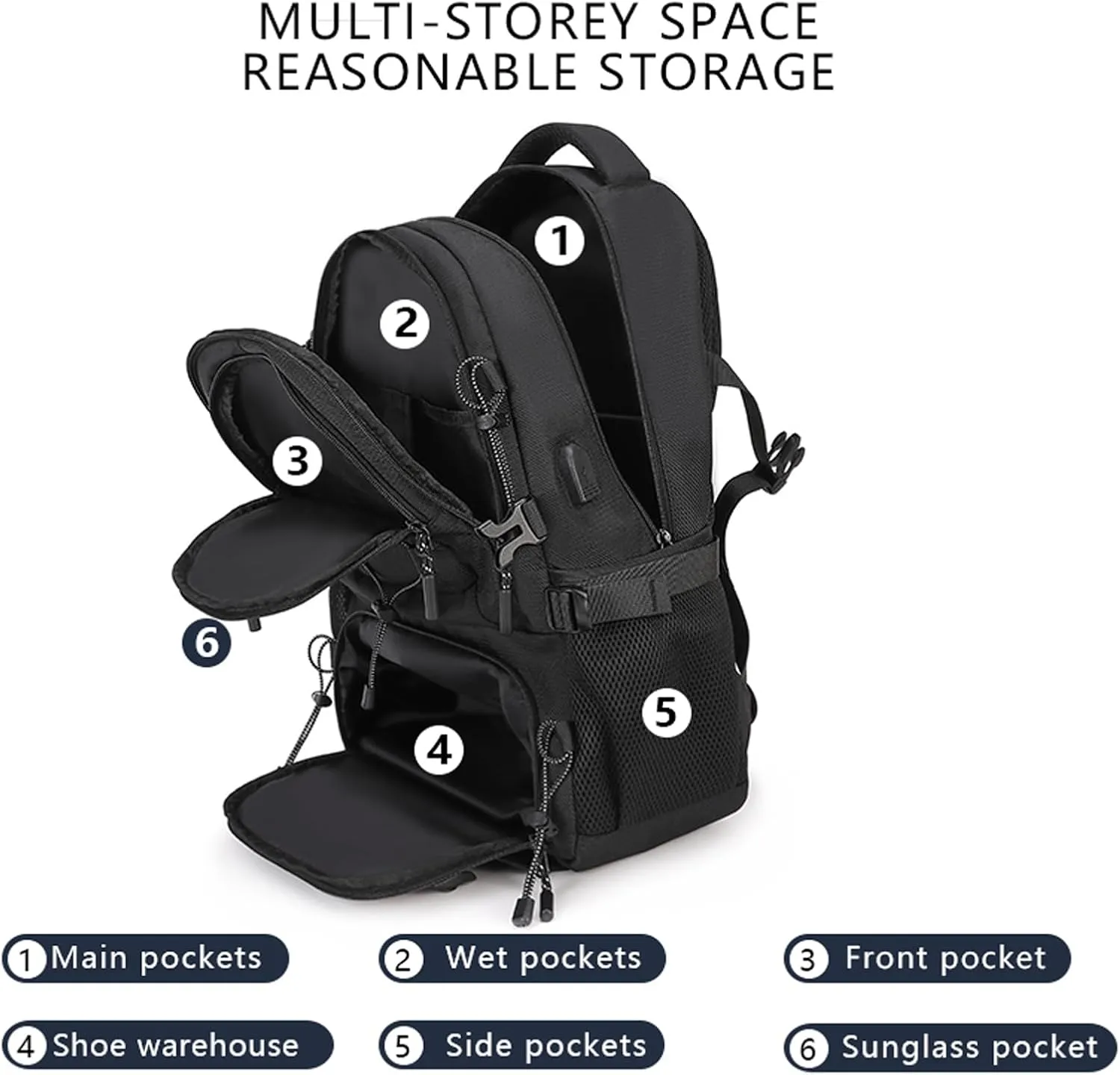 Waterproof Travel Laptop Backpack for Men & Women Anti-Theft Hiking Backpack with Shoe Compartment, Fits 16" Laptop,Gray
