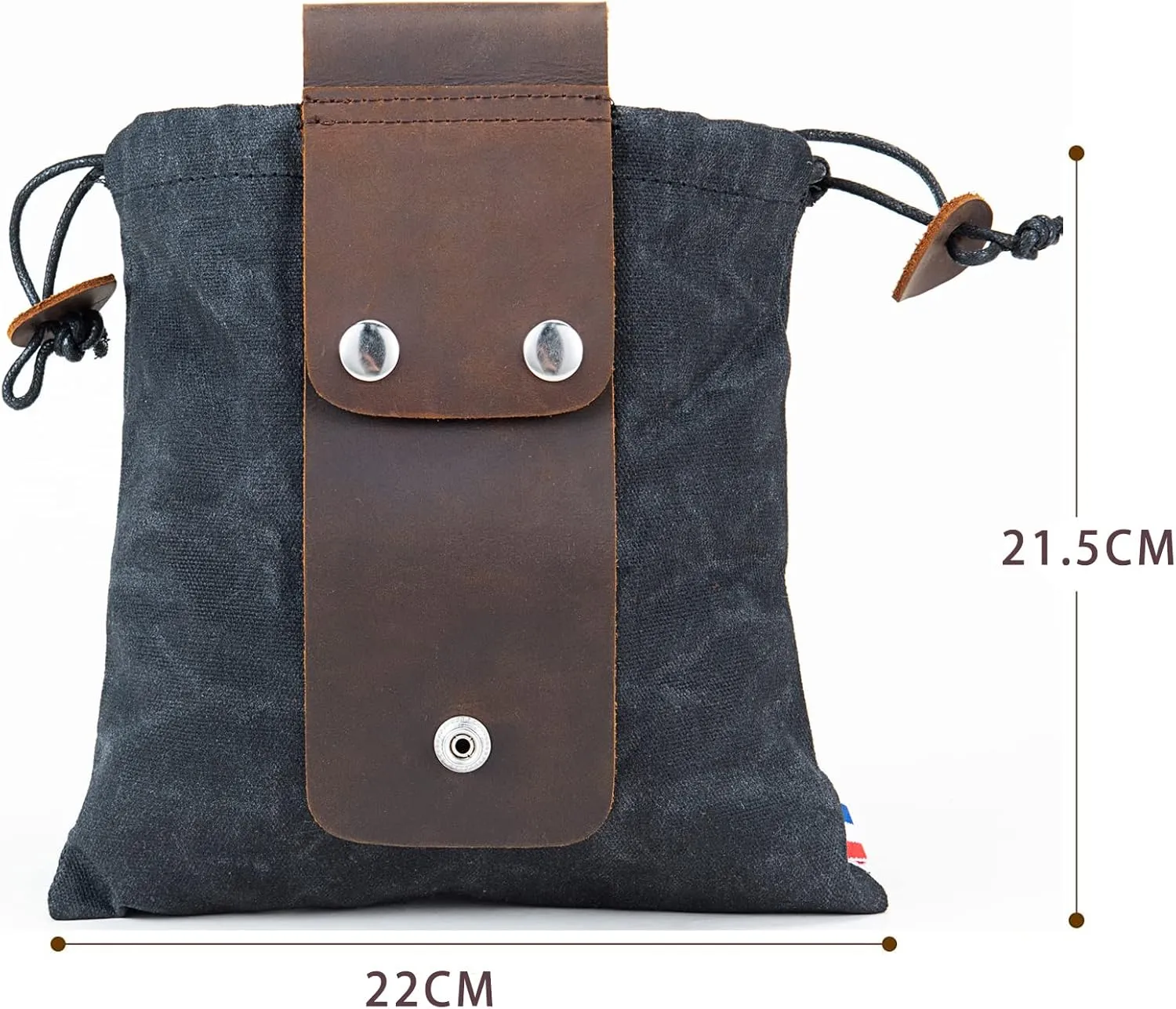 Waxed Canvas Foraging Pouch for Hiking, Collapsible Leather Belt Pouch Waist Bag with Drawstring & Buckle, Multi-Purpose Storage Bag for Camping