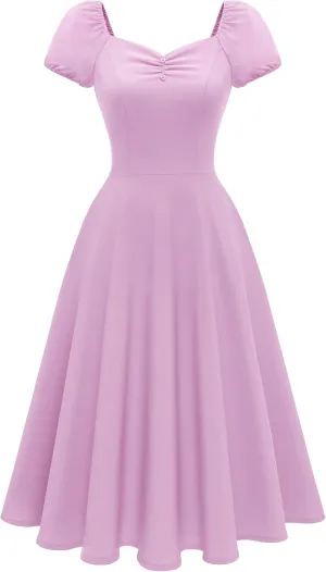 Wedtrend Women's 1940s Dress with Sleeve Midi Vintage Dress Swing Cocktail Dress Retro Cottagecore Dress