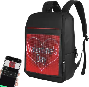 Welaso Smart Bluetooth LED Backpack with Colorful LED Sign Panel and Programmable, DIY Laptop Daypack Bag,Black (Large 25L,without Rain Cover)