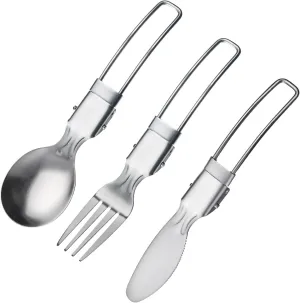 Westmark Camping Cutlery - Foldable Camping Cutlery Set for Outdoor and Travel, Outdoor Cutlery with Bag, Ideal for Hiking and Picnics - Stainless Steel, 3 Pcs