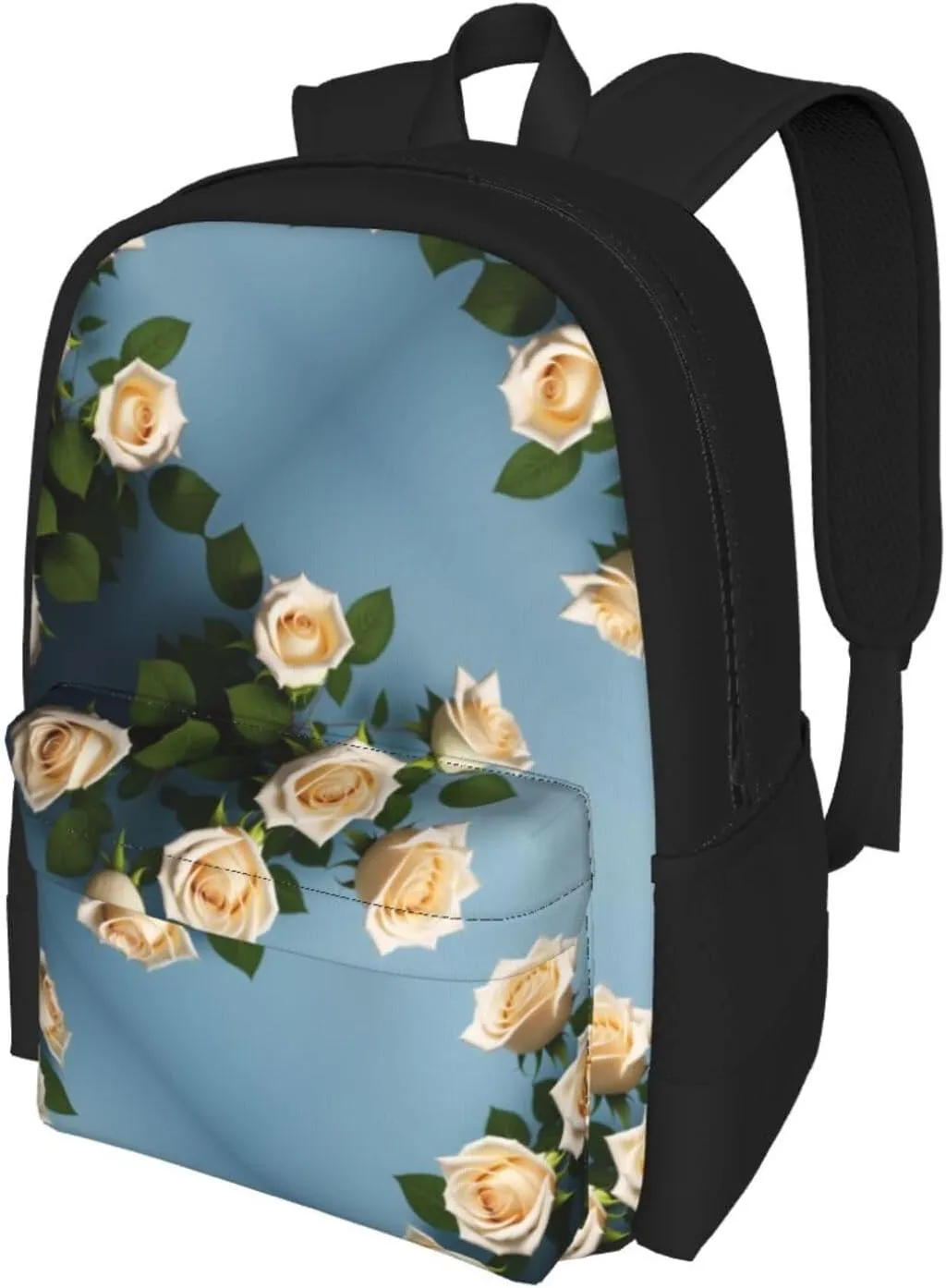 White Roses Backpack Printing Lightweight Casual Backpack Shoulder Bags Large Capacity Laptop Backpack